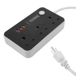 UK to Mexico Travel Adapter USB USBC 3 Sockets 2m Extension Lead Type B - Picture 1 of 14