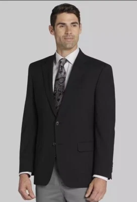 Jos A Bank Mens Blazer Sport Coat Jacket Solid Black Wool Size 40LBR) - Image 1 of 4