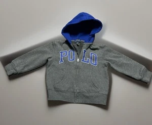 RALPH LAUREN POLO Gray/ Blue BOYS ZIPPER JACKET HOODIE SIZE 2T - Picture 1 of 5