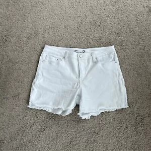 Seven 7 for all Mankind Womens White Cut Off Denim Shorts Sz 10Frayed Raw Hem - Picture 1 of 9
