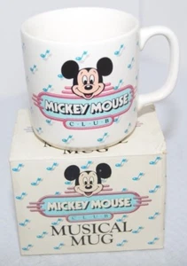 Taza musical vintage de Disney Mickey Mouse Club taza notas musicales con caja original - Imagen 1 de 4