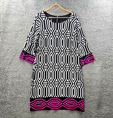 Vestido recto INC Internationall Concepts para mujer talla grande 0X negro blanco rosa Foto 1 de 4