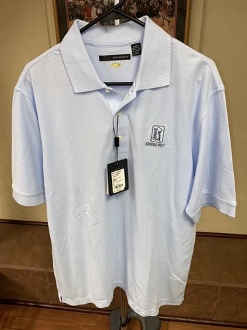 New! Greg Norman Play Dry Cotton Blend Golf Shirt TPC Deere Run Men’s Medium Cover