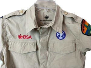 Boy Scouts of America BSA Youth Shirt Tan Medium Vented Cotton Poly California - Picture 1 of 6