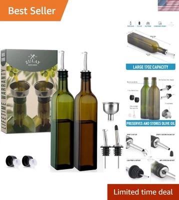 Complete Kitchen Oil Dispenser Set: 2x17oz Glass Bottles with Leak-Proof Design - Image 1 of 4