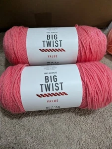 BIG TWIST Value Yarn Watermelon Acrylic Yarn - 380 Yards - 6oz Same Dye Lot 2pk - Picture 1 of 3