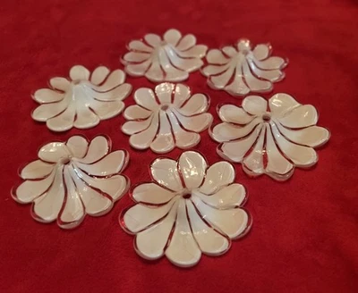 Vintage Murano Art Glass White Flower Chandalier Light Fixture Shades 7 Ct Lot - Image 1 of 4