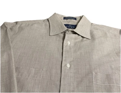 Camisa de Vestir Enro Talla 16 1/2 (36) Alta Marrón A Cuadros Manga Larga EE. UU. Foto 1 de 4