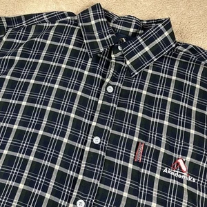 Camisa De Colección AKADEMIKS Para Hombres XL Manga Corta Azul A Cuadros Algodón Bolsillo con Botones - Imagen 1 de 9