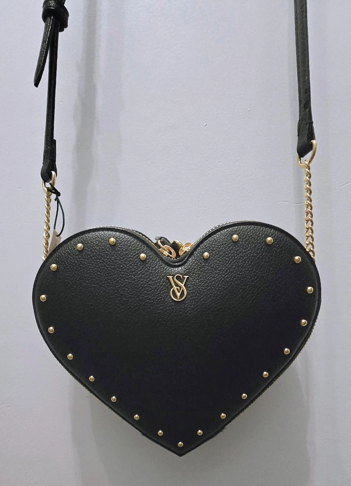 🖤 Bolso Bandolera Victoria's Secret Negro en Forma de Corazón Herrajes Dorados💛 Nuevo con Etiquetas Foto 1 de 4