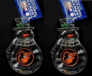Baltimore Orioles MLB Acrylic Traditional Snowman Ornament 2 Pack - Picture 1 of 2