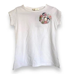 Owl's and Bat's Girls Top Size 6 White Button Flower Stretchy Knit NEW - Picture 1 of 4