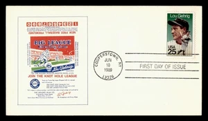 DR WHO 1989 FDC LOU GEHRIG BASEBALL SPORTS ELEANOR GEHRIG ESTATE CACHET k81384 - Picture 1 of 2