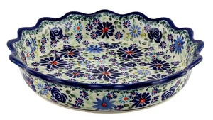 Polish Pottery Quiche / Scalloped Pie Dish 9" Diameter Zaklady Boleslawiec - Picture 1 of 4