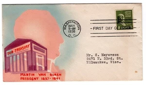 #813 Presidential Series 8c Martin Van Buren 1938 FDC - Risko - Picture 1 of 2