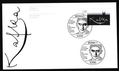 GERMANY FDC 1983 Michel 1178 Signature Kafka, Tyn church, Prague - Image 1 of 2