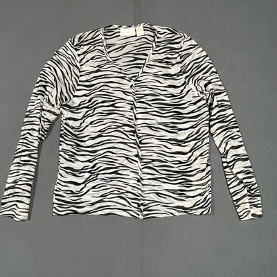 Top Christie & Jill Estampado Cebra Transparente Abotonado XL Manga Larga Ligero Foto 1 de 4