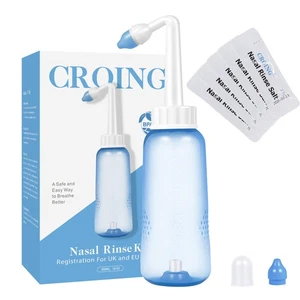 CROING - 40x sal + 1x ducha nasal (300 ml) - Neti pot, ducha nasal enjuague nasal  - Imagen 1 de 7