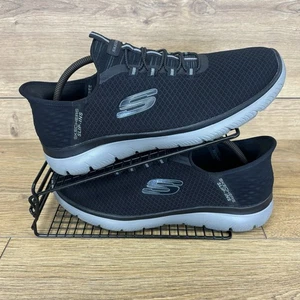 Skechers Shoes Men’s UK 9.5 Slip Ins Hands Free Wide Fit Black Walking Trainers - Picture 1 of 13