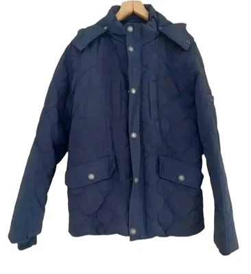 883 Police Hombres Abrigo Acolchado Chaqueta Parka Azul Marino Con Capucha Cálido Invierno Talla 4 M/L Foto 1 de 4