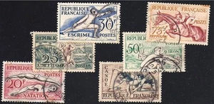 JUEGO COMPLETO DE DEPORTES 1953 USADOS FRANCE STAMPS #700-705 - Imagen 1 de 2