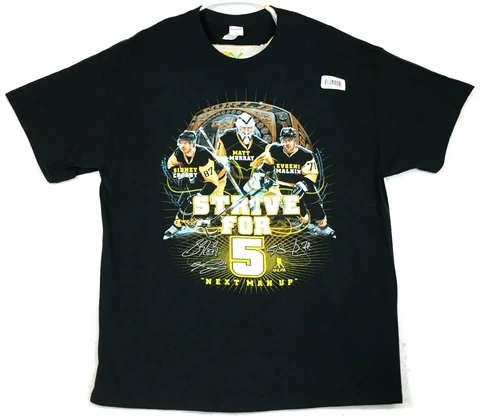Pittsburgh Penguins Strive for 5 Crosby Mens Size XL T-Shirt Short Sleeve Black Cover