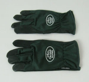 VTG 1980s 90s LAURA ASHLEY GREEN LEATHER & FABRIC GLOVES SIZE MEDIUM - Picture 1 of 7