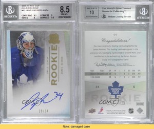 2009-10 Upper Deck The Cup Gold /34 James Reimer #95 BGS 8.5 Rookie Auto RC