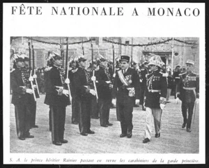 1948 -- FETE NATIONALE A MONACO . PRINCE HERITIER RAINIER . CARABINIERS 4B671 - Foto 1 di 1