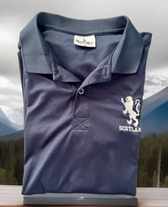 Scotland men's large navy blue Rugby polo shirt short sleeve - Picture 1 of 8