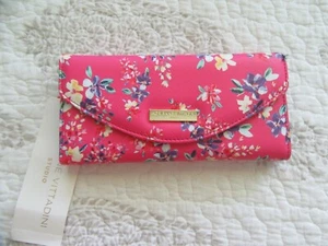 Adrienne Vittadini Wallet, NWT,Pink floral,gold logo bar, phone pocket - Picture 1 of 7