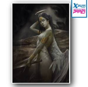 PÓSTER DE ARTE DE PARED DE FANTASÍA OSCURA PARA NIÑOS FALLEN ANGEL WINGS IMPRESIÓN A3 A4 - Imagen 1 de 9