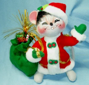 NWOT AnnaLee 2008 Gray Santa Mouse Gifts Sack Present Bag Figurine Christmas     - Picture 1 of 7