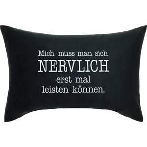 Nervlich leisten Kissen 40x60cm, Geschenk für Freundin Schwester lustig, schwarz - Bild 1 von 7