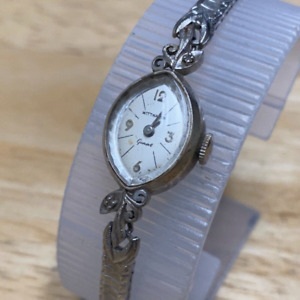 Vintage Whitnaur Lady 10k RGP GF Band 2 Real Diamonds Hand-Wind Mechanical Watch