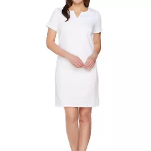 C. Wonder Damen Größe 16 Kleid Kurzarm Schlitzausschnitt Denim weiß leichte Mängel - Bild 1 von 11