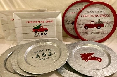 Juego de 10 bandejas de carga de árboles de camión rojo de Navidad Foto 1 de 4