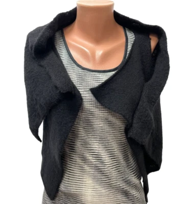 SARAH PACINI 均码 S / M / L 35% 羊毛黑色针织开衫背心 — 第 1/4 张图片