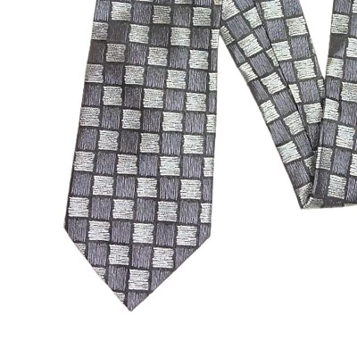 Kenneth Cole Silk Tie Men’s 60.5” Silver Gray Geometric Designer Wide Tie New - Image 1 of 4