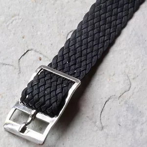 7 VENDIDOS Negro Trenzado Nylon 12mm Vintage Correa de Reloj Años 60 Tipo Pull-through Correa - Imagen 1 de 5