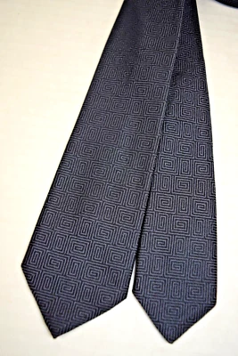 Neck Tie VTG Superba 60s Fine Meander Print Charcoal Stripe Skinny 52" x 2" new - Image 1 of 4