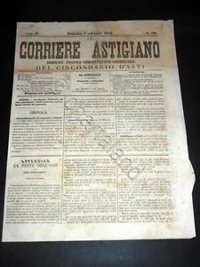 Storia Locale Asti - Giornale Il Corriere Astigiano - n. 100 / 1874 - Foto 1 di 1