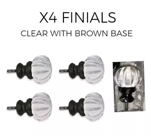 x4 Cambria Classic Luminous Finials Matte Brown Clear Acrylic Screw On Curtain - Picture 1 of 12