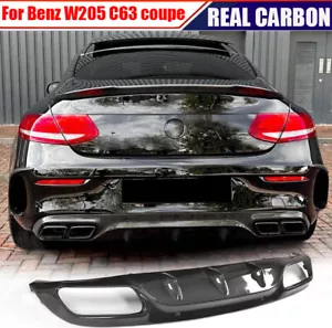 Labio difusor parachoques trasero carbono real para Mercedes W205 C205 C63 AMG cupé 2015UP - Imagen 1 de 15