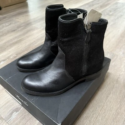 Kenneth Cole Marcy Women Genuine Leather Calf Hair Boots, Inner Wedge, Black, 8 - Image 1 of 4