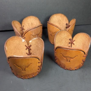 Juego de 4 fundas de cuero con soporte de vidrio Libbey Bamco Western Longhorn herramientas a mano - Imagen 1 de 9