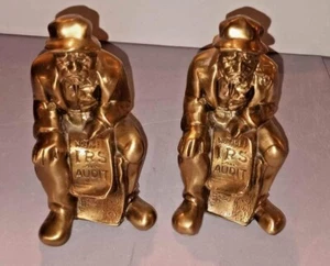 BRONZE COLORED BOOK ENDS PAIR OF CLOWN IRS AUDIT  GREAT FOR A CPA - Picture 1 of 2