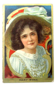 1910 T27 Actress Series MARY RYAN gold border Fatima Tobacco Card