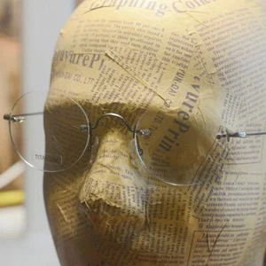 Steve Jobs occhiali da vista tondi titanio uomo grigio canna di fucile occhiale senza montatura - Foto 1 di 8