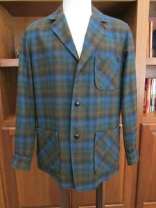 Vintage Pendleton Jacket Mens Medium 49er Wool Plaid Tartan 60s 70s Shacket Coat - Picture 1 of 9